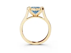 Fancy Blue Heart Cut Diamond Cluster Halo Solitaire Ring Set in Yellow gold with Prong Setting