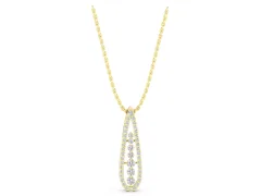 Teardrop Pavé Round Diamond Pendant Set in Yellow gold with Elongated Prong-Set Frame