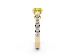 Fancy Yellow Cushion Cut Diamond Channel Set Solitaire Engagement Ring Set in Yellow gold with Prong Setting