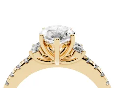Marquise Cut Diamond Three-Stone Pavé Ring Set in Yellow gold with Prong Setting