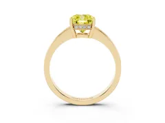 Fancy Yellow Cushion Cut Diamond Pavé Band Prong Set Solitaire Ring Set in Yellow gold