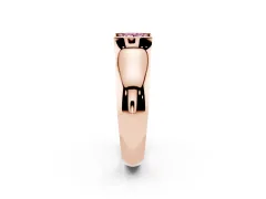 Fancy Pink Princess Cut Diamond Bezel Solitaire Ring Set in Rose gold with Wide Band