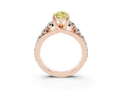 Fancy Yellow Marquise Cut Diamond Pavé Engagement Ring Set in Rose gold with Prong Setting
