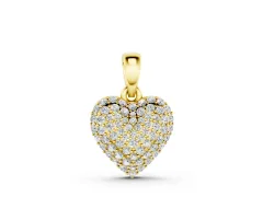 Heart Diamond Pendant Set in Yellow gold with Clustered Pavé Setting
