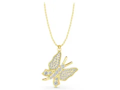 Pavé Round Diamond Butterfly Pendant Set in Yellow gold with Prong Setting