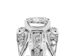 Radiant Cut Diamond Art Deco Ring Set in White gold with Pavé Split Shank