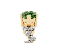 Fancy Green Marquise Cut Diamond Ring Set in Yellow gold with Scattered Round Accents