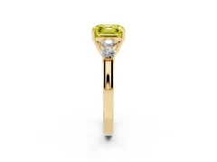 Fancy Yellow Asscher Cut Diamond Five-Stone Prong Set Band Ring Set in Yellow gold with Polished Band