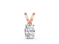Oval Solitaire Diamond Pendant Set in Rose gold with Prong Setting