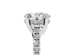 Oval Cut Diamond Solitaire Ring Set in Platinum with Brilliant Pavé Band and Prong Setting