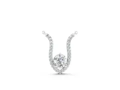 Round Brilliant Halo Pendant Set in Silver with Prong-Set Center and Curved Frame