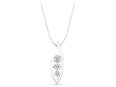 Three-Stone Round Diamond Pendant Set in Silver with Curved Metal Frame