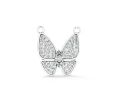 Pavé Oval Butterfly Pendant Set in White gold with Prong-Set Oval Center