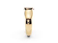 Fancy Pink Pear Cut Diamond Bezel Solitaire Ring Set in Yellow gold with Wide Band