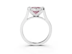 Fancy Pink Heart Cut Diamond Cluster Halo Solitaire Ring Set in White gold with Prong Setting