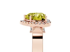 Fancy Yellow Heart Cut Diamond Halo Ring Set in Rose gold with Twist Band and Pavé Accents