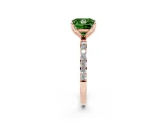 Fancy Green Princess Cut Diamond Solitaire Engagement Ring Set in Rose gold with Round Pavé Band and Prong Setting