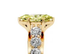 Fancy Yellow Marquise Cut Diamond Pavé Engagement Ring Set in Yellow gold with Prong Setting