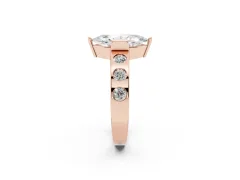 Marquise Cut Diamond Channel-Set Band Ring Set in Rose gold with Bezel Prong Setting