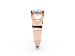 Baguette Diamond Geometric Solitaire Ring Set in Rose gold with Open Sides