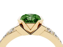 Fancy Green Radiant Cut Diamond Wide Channel Set Band Ring Set in Yellow gold with Bezel Setting