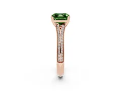 Fancy Green Asscher Cut Diamond Split Shank Pavé Engagement Ring Set in Rose gold with Prong-Set Center Stone