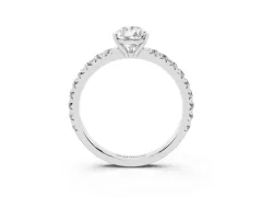 Pear Cut Diamond Pavé Solitaire Engagement Ring Set in Silver with Prong Setting