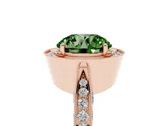 Fancy Green Round Cut Diamond Halo Engagement Ring Set in Rose gold with Accent Split Shank Band