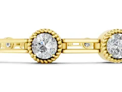 Round Diamond Bezel-Set Open Link Tennis Bracelet Set in Yellow gold