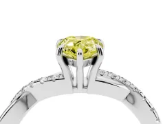 Fancy Yellow Pear Cut Diamond Twisted Pavé Band Ring Set in Platinum with Prong Setting
