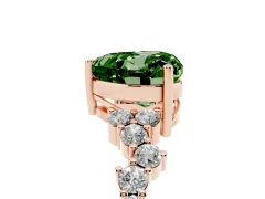 Fancy Green Heart Cut Diamond Ring Set in Rose gold with Scattered Round Accents