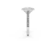 Radiant Cut Diamond Halo Milgrain Pavé Band Ring Set in Platinum with Prong Setting