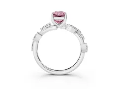 Fancy Pink Radiant Cut Diamond Solitaire Ring Set in Silver with Twisted Marquise Accent Band