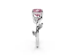 Fancy Pink Princess Cut Diamond Solitaire Ring Set in White gold with Twisted Marquise Accent Band