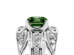 Fancy Green Asscher Cut Diamond Art Deco Ring Set in Platinum with Pavé Split Shank