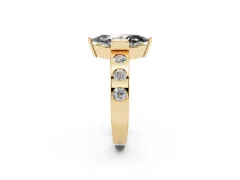 Fancy Black Marquise Cut Diamond Channel-Set Band Ring Set in Yellow gold with Bezel Prong Setting