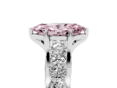 Fancy Pink Marquise Cut Diamond Pavé Engagement Ring Set in Silver with Prong Setting