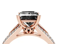 Fancy Black Princess Cut Diamond Split Shank Pavé Engagement Ring Set in Rose gold with Prong-Set Center Stone
