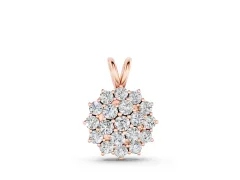Cluster Round Diamond Pendant Set in Rose gold with Prong-Set Floral Group