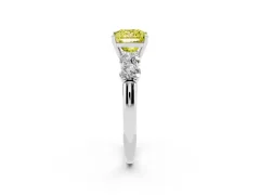 Fancy Yellow Princess Cut Diamond Five-Stone Prong Set Ring Set in Silver with Classic Band