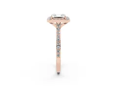 Asscher Cut Diamond Halo Engagement Ring Set in Rose gold with Round Pavé Shoulders and Heart Gallery