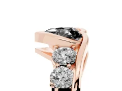 Fancy Black Heart Cut Diamond Bezel Bypass Ring Set in Rose gold with Round Accents