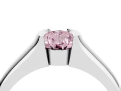 Fancy Pink Pear Cut Diamond Bezel Solitaire Ring Set in Platinum with Wide Band