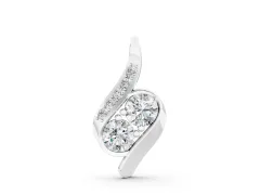 Round Diamond Two-Stone Pendant Set in White gold with Channel Setting and Swirl
