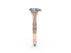 Fancy Blue Pear Cut Diamond Solitaire Pavé Engagement Ring Set in Rose gold with Prong Setting