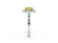 Fancy Yellow Radiant Cut Diamond Halo Engagement Ring Set in Silver with Twisted Band and Prong Setting