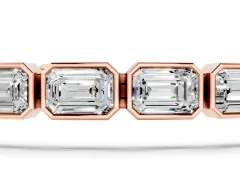 East-West Emerald Cut Diamond Tennis Bracelet Set in Rose gold with Bezel Setting