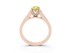 Fancy Yellow Pear Cut Diamond Solitaire Pavé Engagement Ring Set in Rose gold with Prong Setting