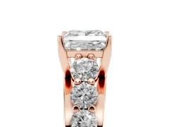 Princess Cut Diamond Pavé Engagement Ring Set in Rose gold with Prong Setting