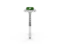 Fancy Green Princess Cut Diamond Halo Pavé Engagement Ring Set in Silver with Prong Setting